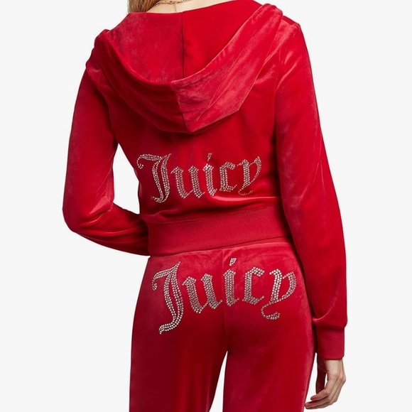 RARE juicy couture “coco red” og bling velour zip up sweater - Picture 1 of 5